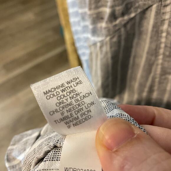 J.Jill Love Linen 100% Linen Striped Midi Dress Gray White Petite Medium - Picture 10 of 10